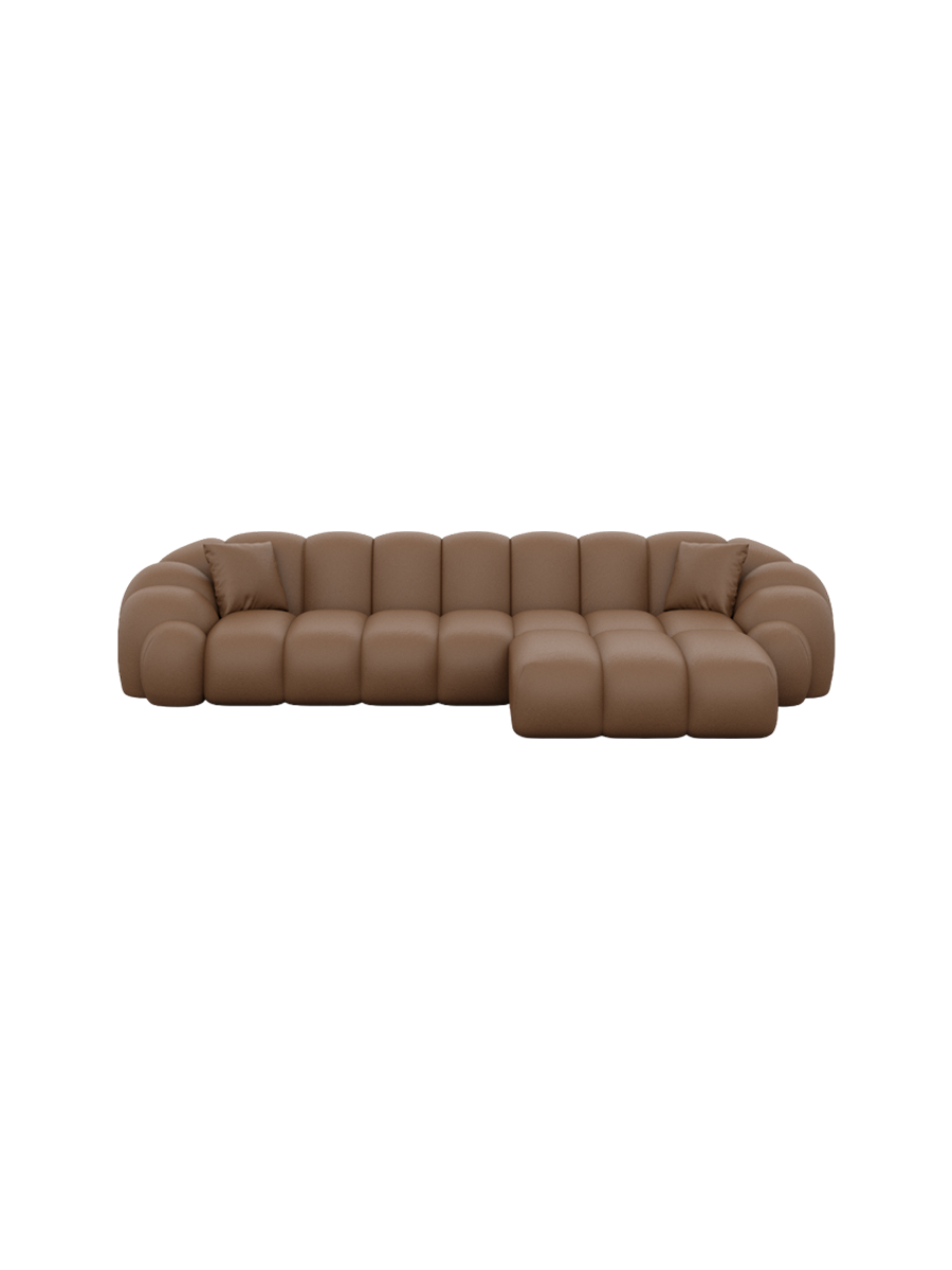 
4-Sitzer Design Echtleder Ecksofa „Solea“ - Echtleder Beige / Eckteil links