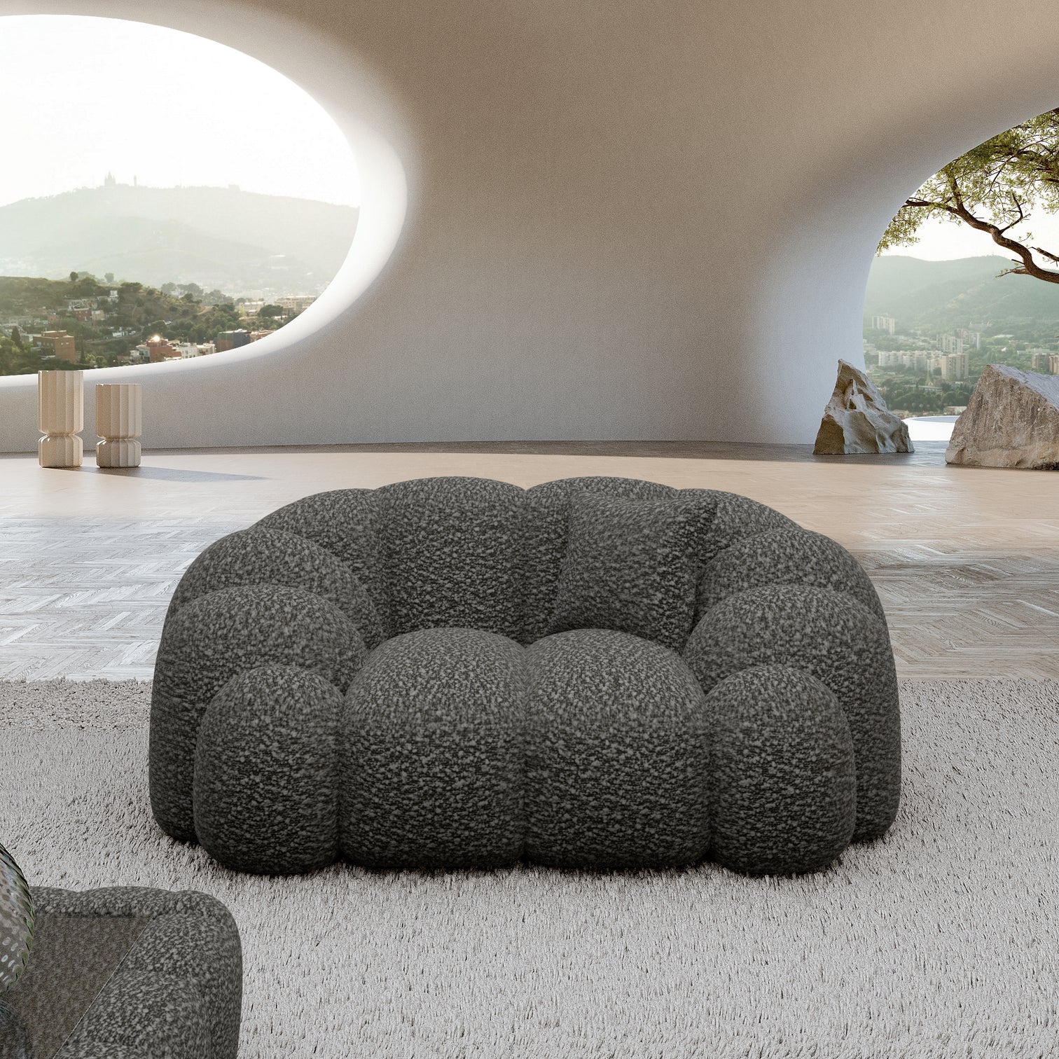 
Fauteuil lounge design « Solea » avec revêtement bouclé - Bouclé Graphit