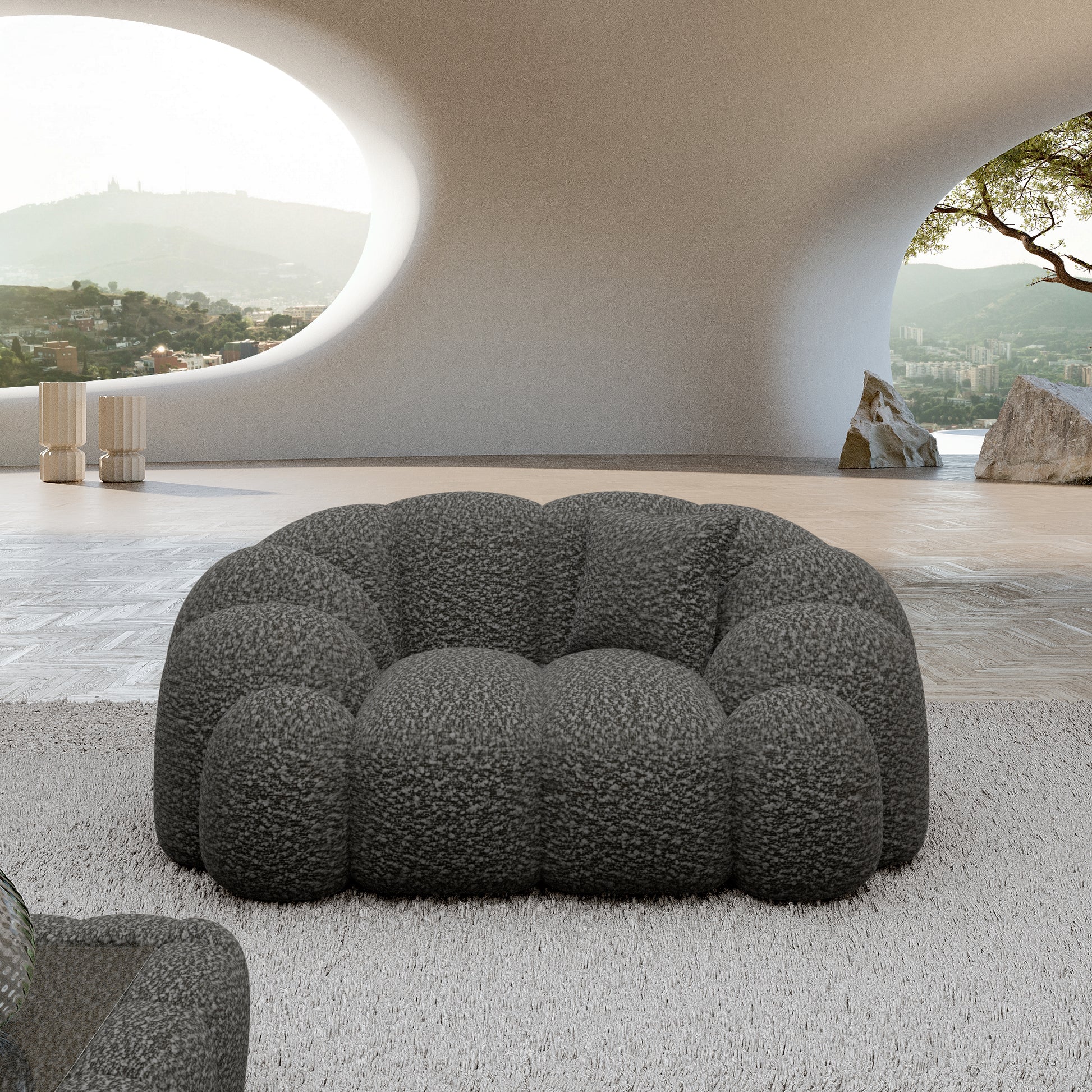 
Design Loungesessel „Solea“ mit Bouclé-Bezug - Bouclé Graphit