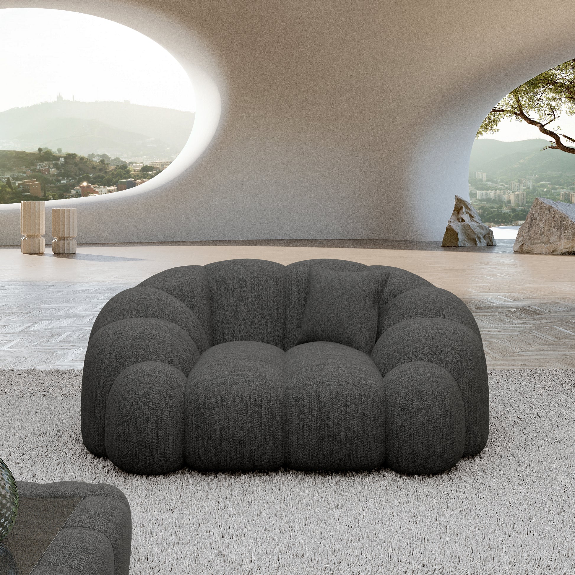 
Design Loungesessel „Solea“ mit Strukturstoff-Bezug - Strukturstoff Anthrazit