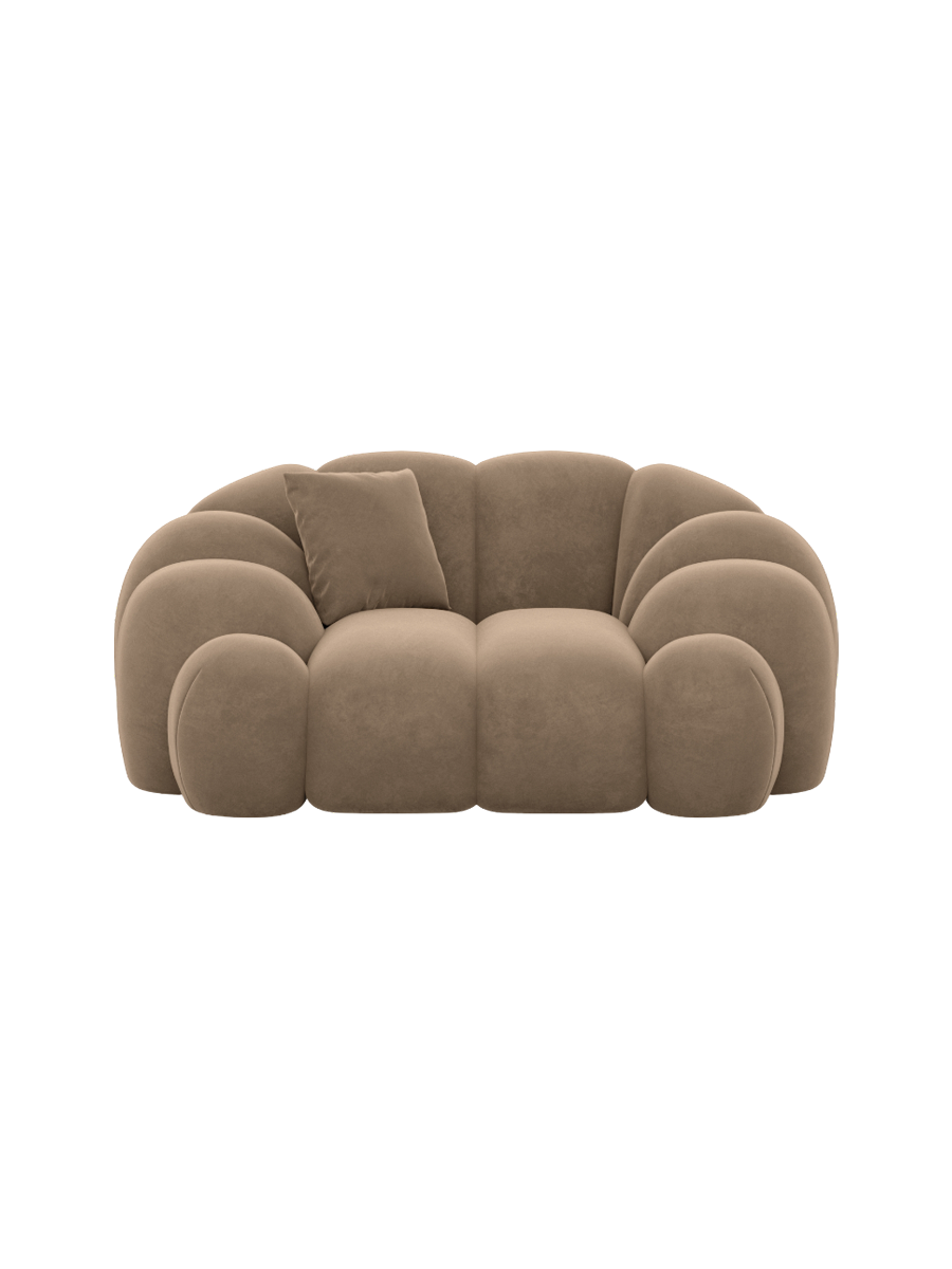 
Fauteuil lounge design « Solea » avec revêtement en velours - Revêtement en velours marron