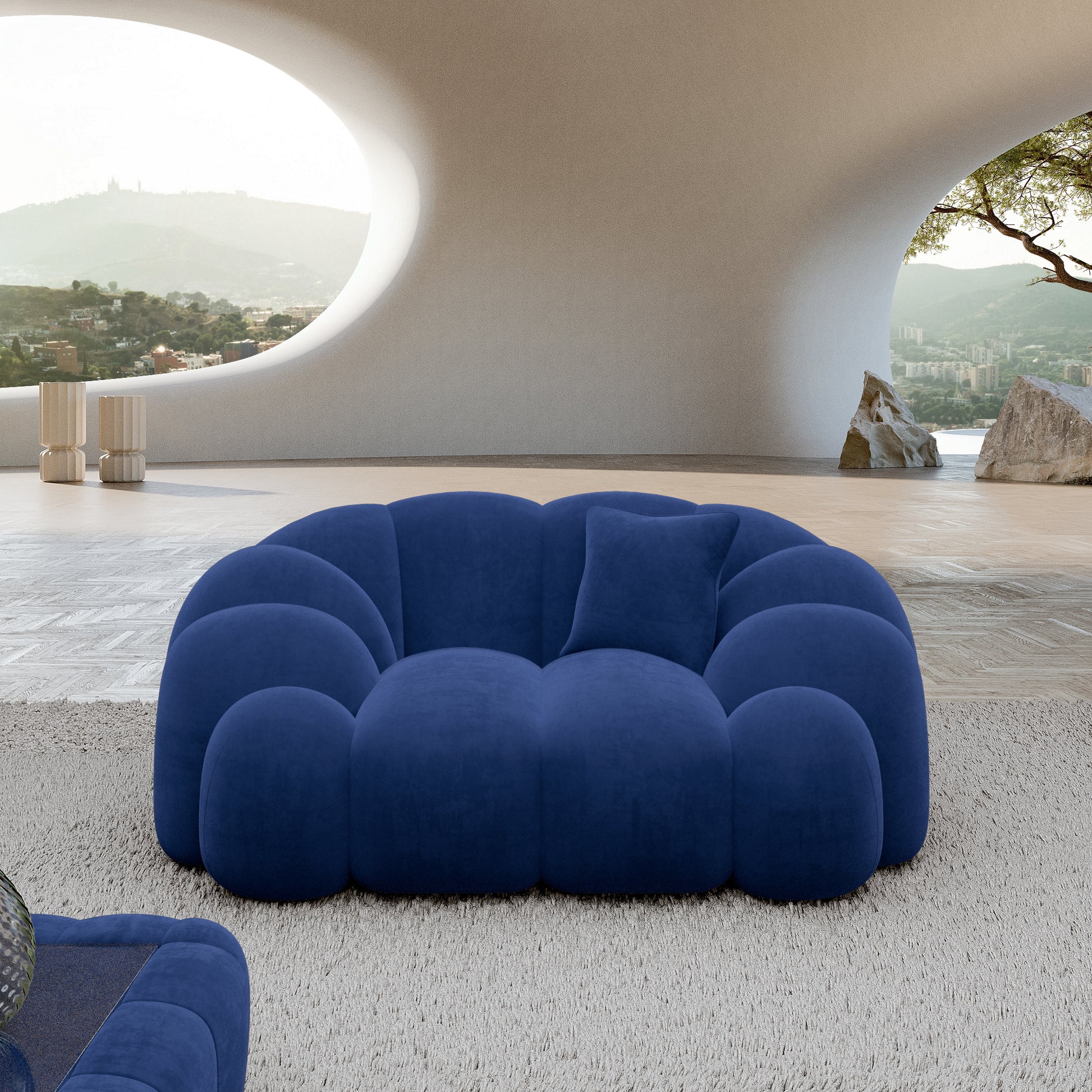 
Design Loungesessel „Solea“ mit Samtbezug - Samtbezug Königsblau