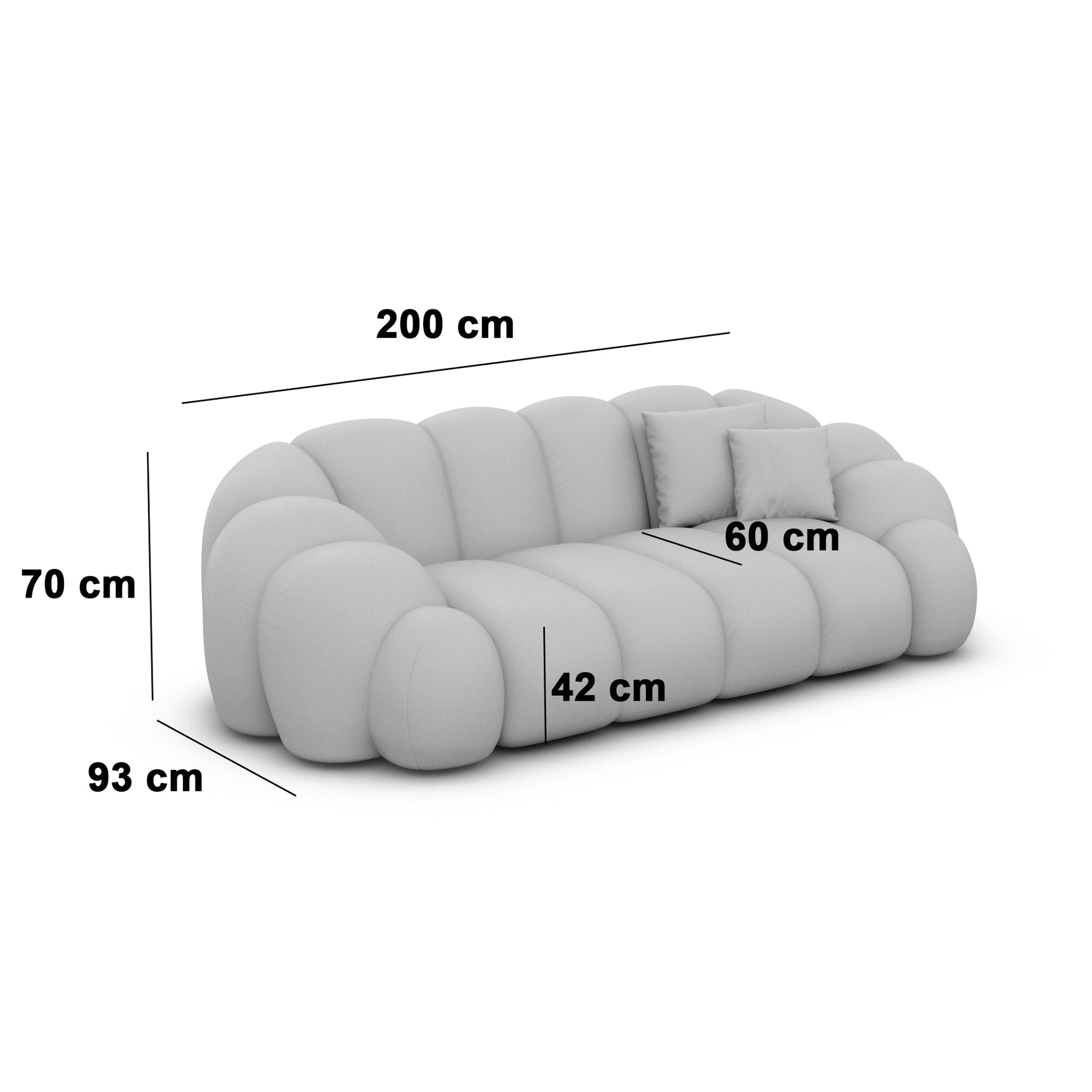
2-Sitzer Design Sofa „Solea“ mit Bouclé-Bezug - Bouclé Graphit