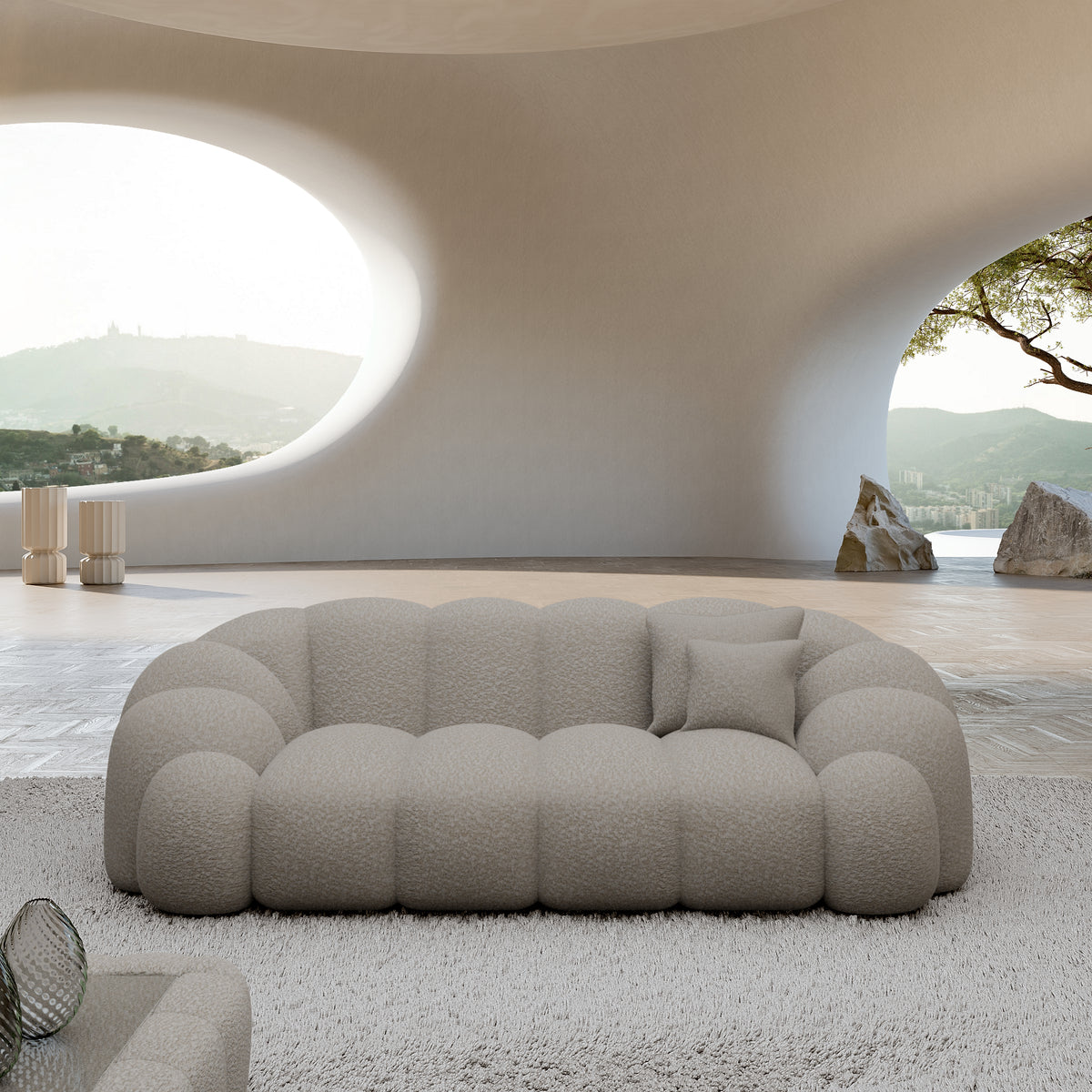 
2-seater designer sofa “Solea” with bouclé upholstery - Bouclé Toffee