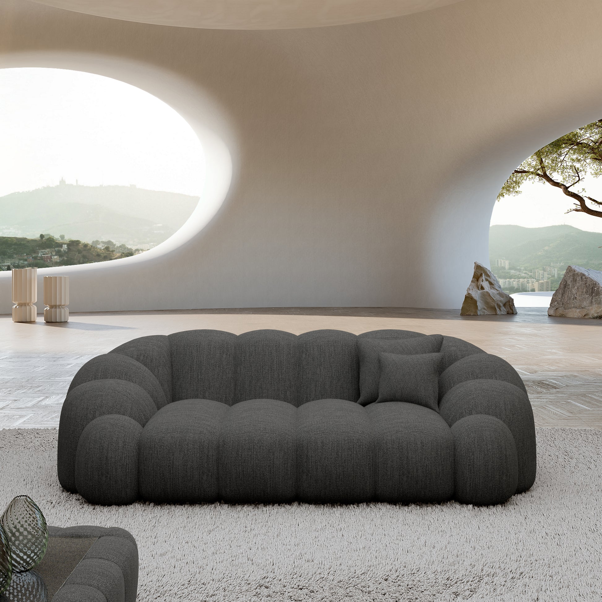 
2-Sitzer Design Sofa „Solea“ mit Strukturstoff-Bezug - Strukturstoff Anthrazit