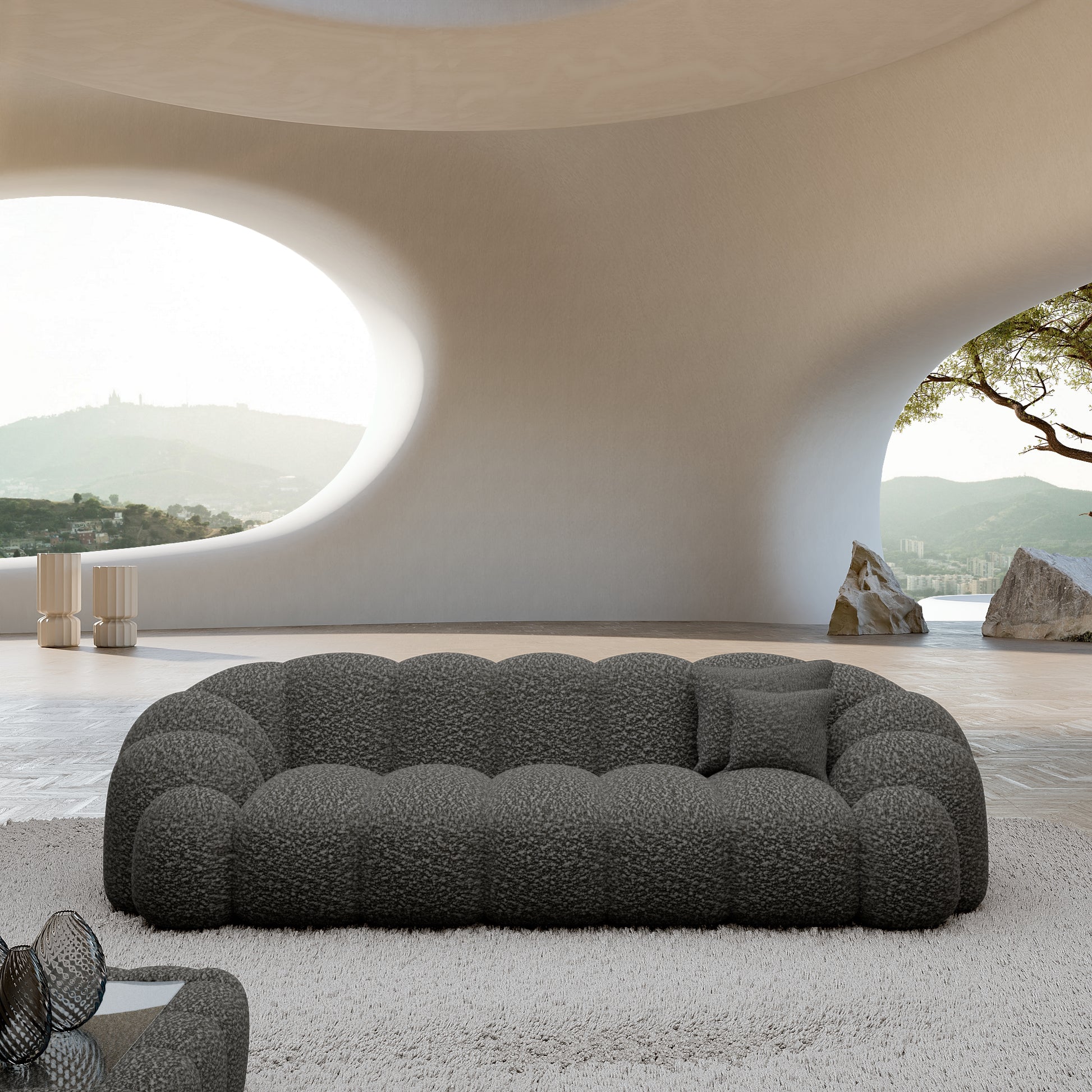 
3-Sitzer Design Sofa „Solea“ mit Bouclé-Bezug - Bouclé Graphit