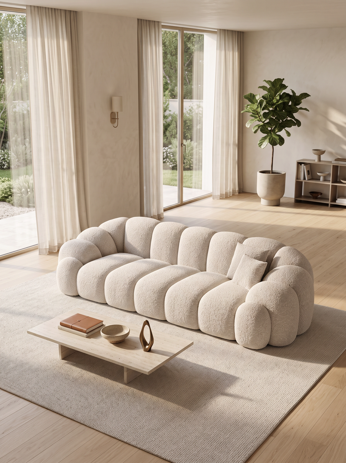 
3-seater designer sofa “Solea” with bouclé upholstery - Bouclé Toffee