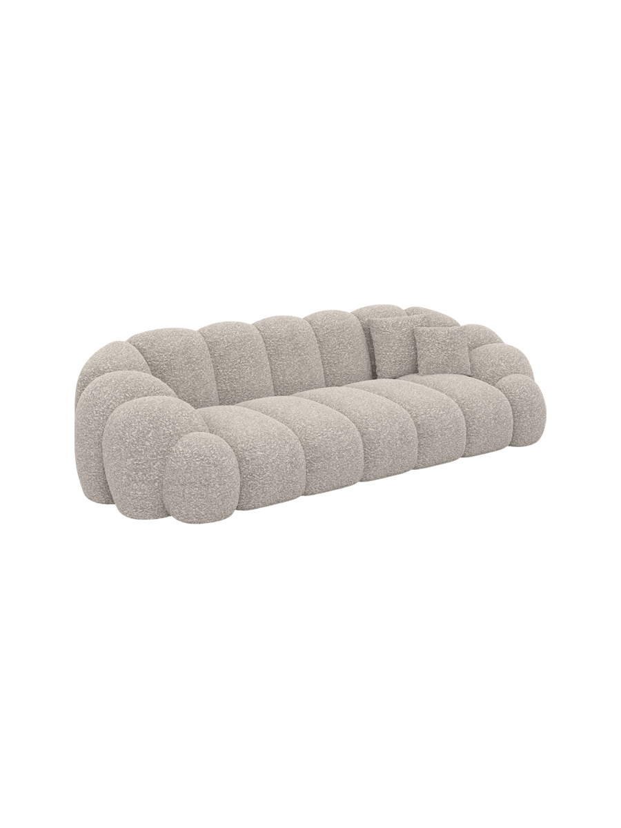 
Divano di design a 3 posti «Solea» con rivestimento in bouclé - Bouclé Toffee