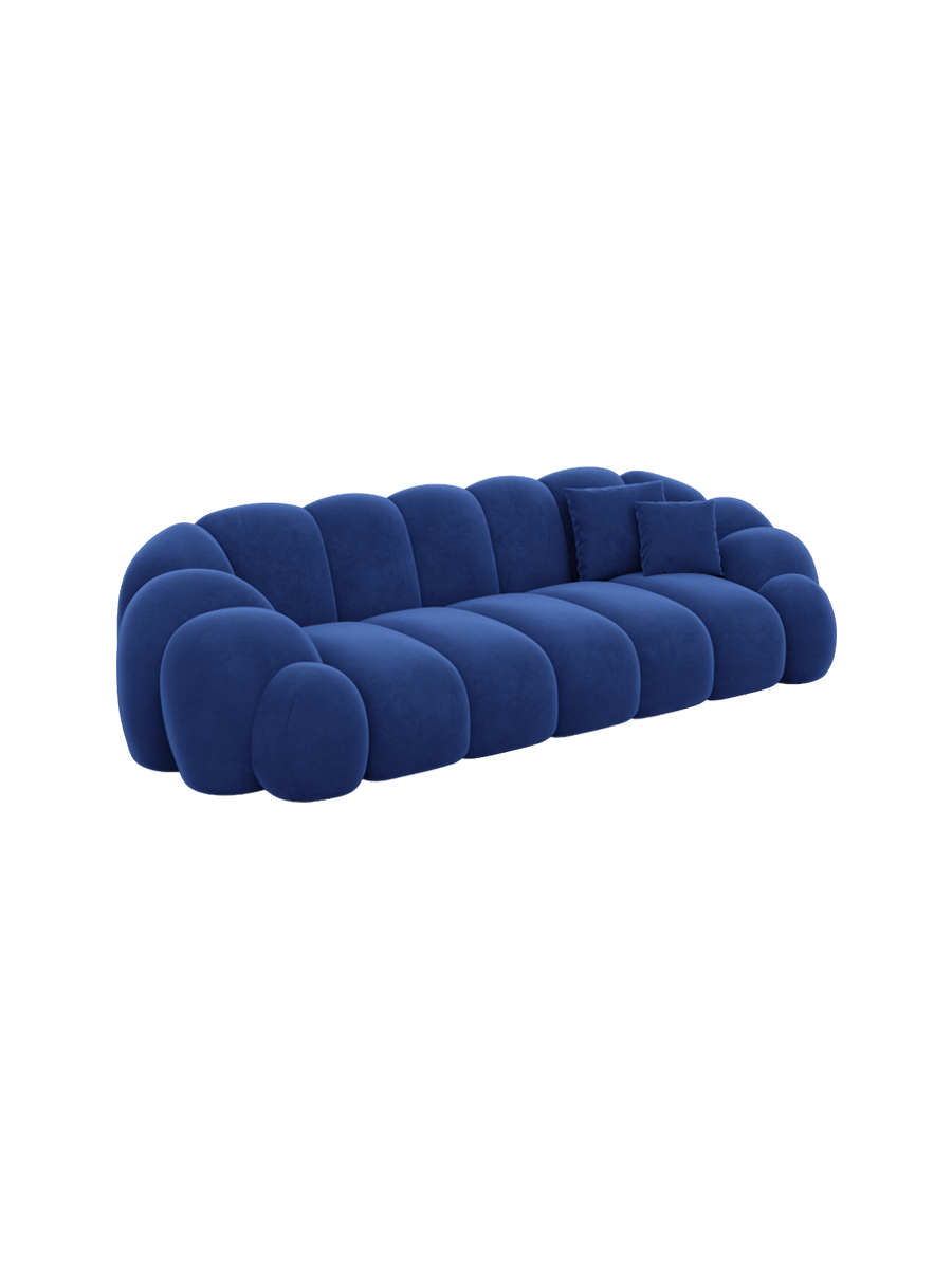 
3-Sitzer Design Sofa „Solea“ mit Samtbezug - Samtbezug Königsblau