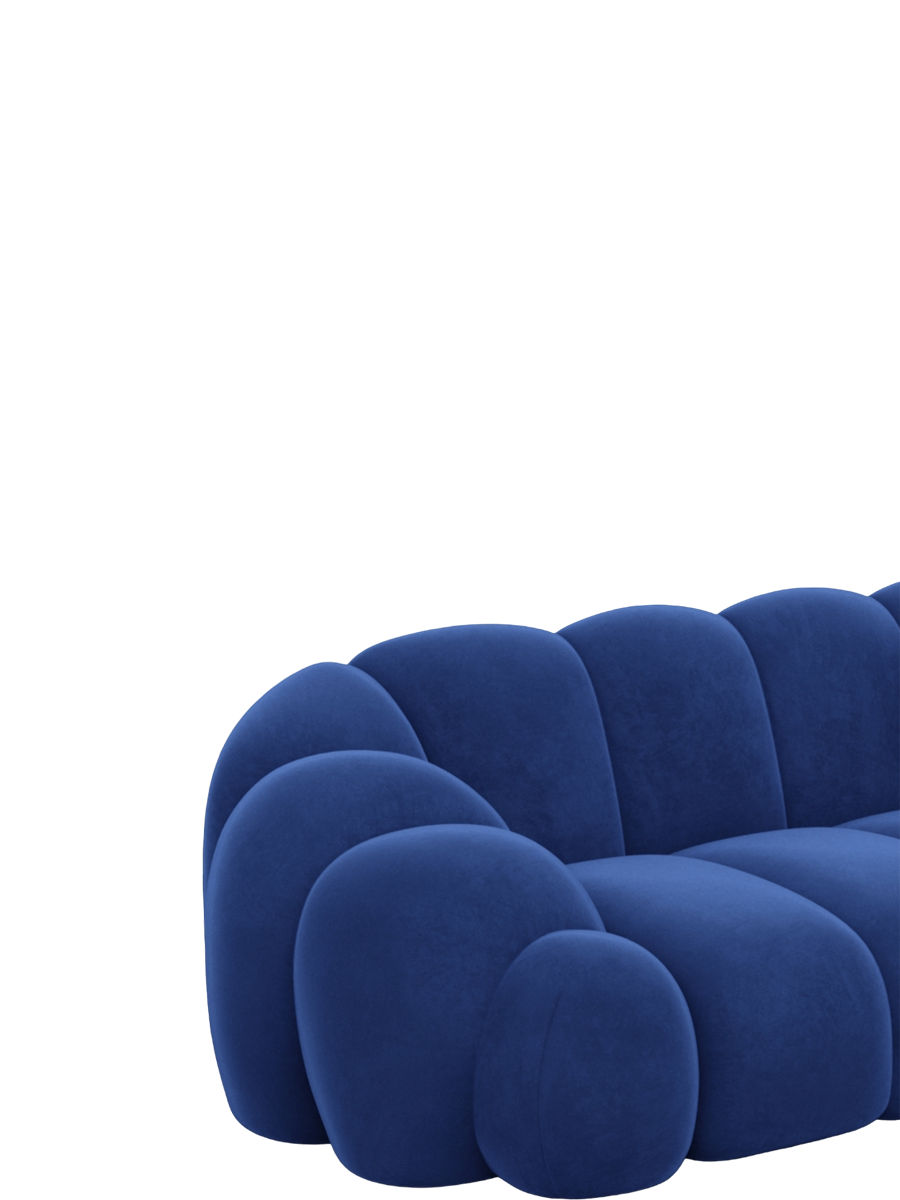 
3-Sitzer Design Sofa „Solea“ mit Samtbezug - Samtbezug Königsblau