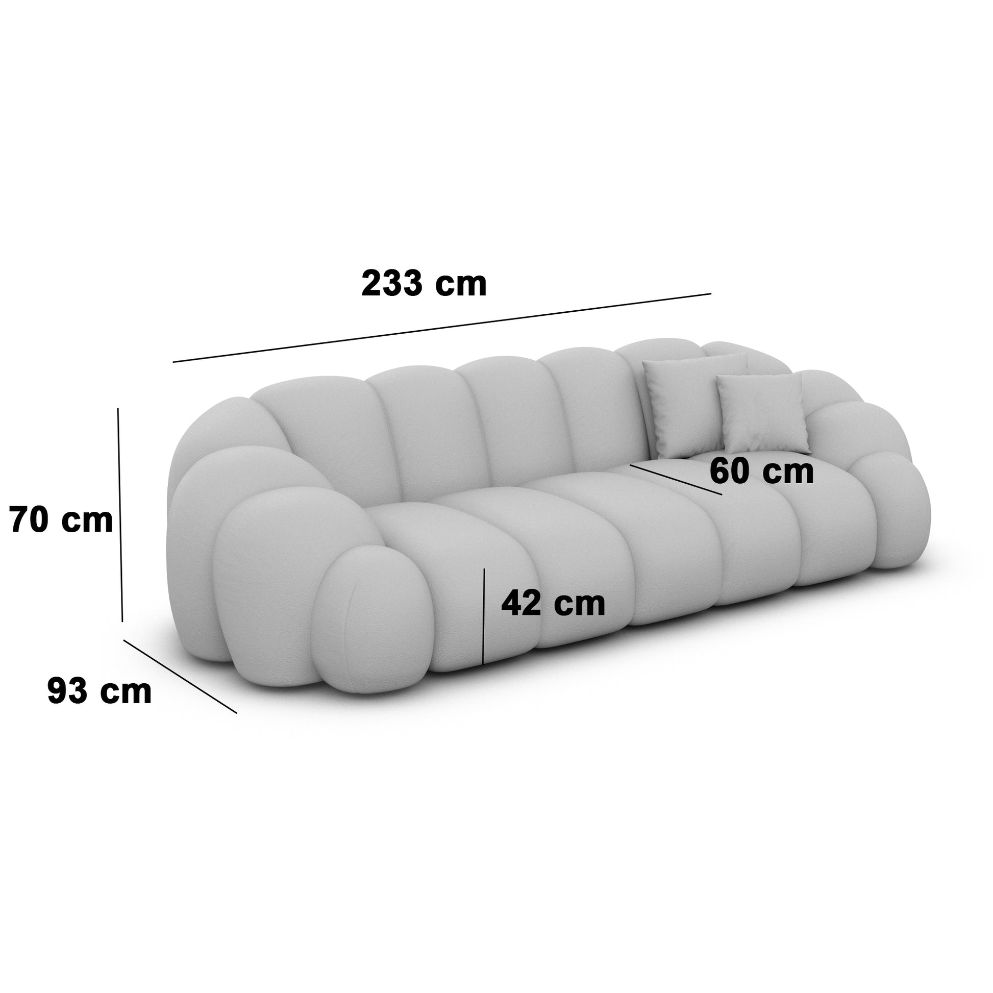 
3-Sitzer Design Sofa „Solea“ mit Samtbezug - Samtbezug Königsblau