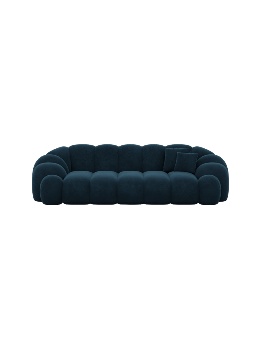 
3-Sitzer Design Sofa „Solea“ mit Samtbezug - Samtbezug Königsblau