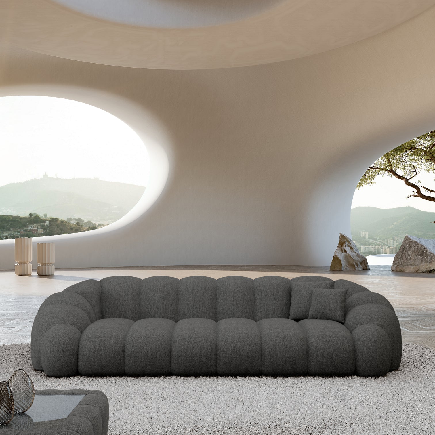 
Canapé design 4 places « Solea » avec revêtement en tissu structuré - Tissu texturé Anthrazit