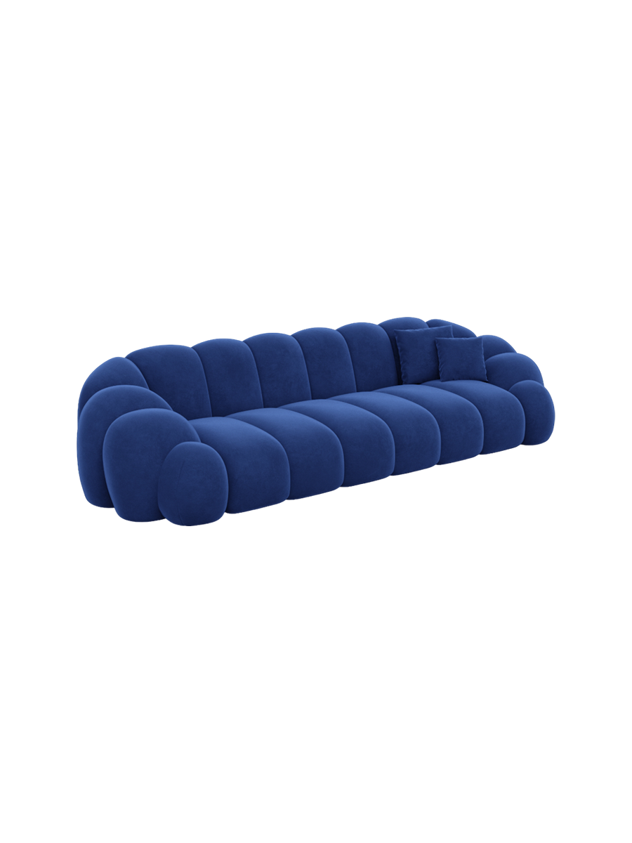 
4-Sitzer Design Sofa „Solea“ mit Samtbezug - Samtbezug Königsblau