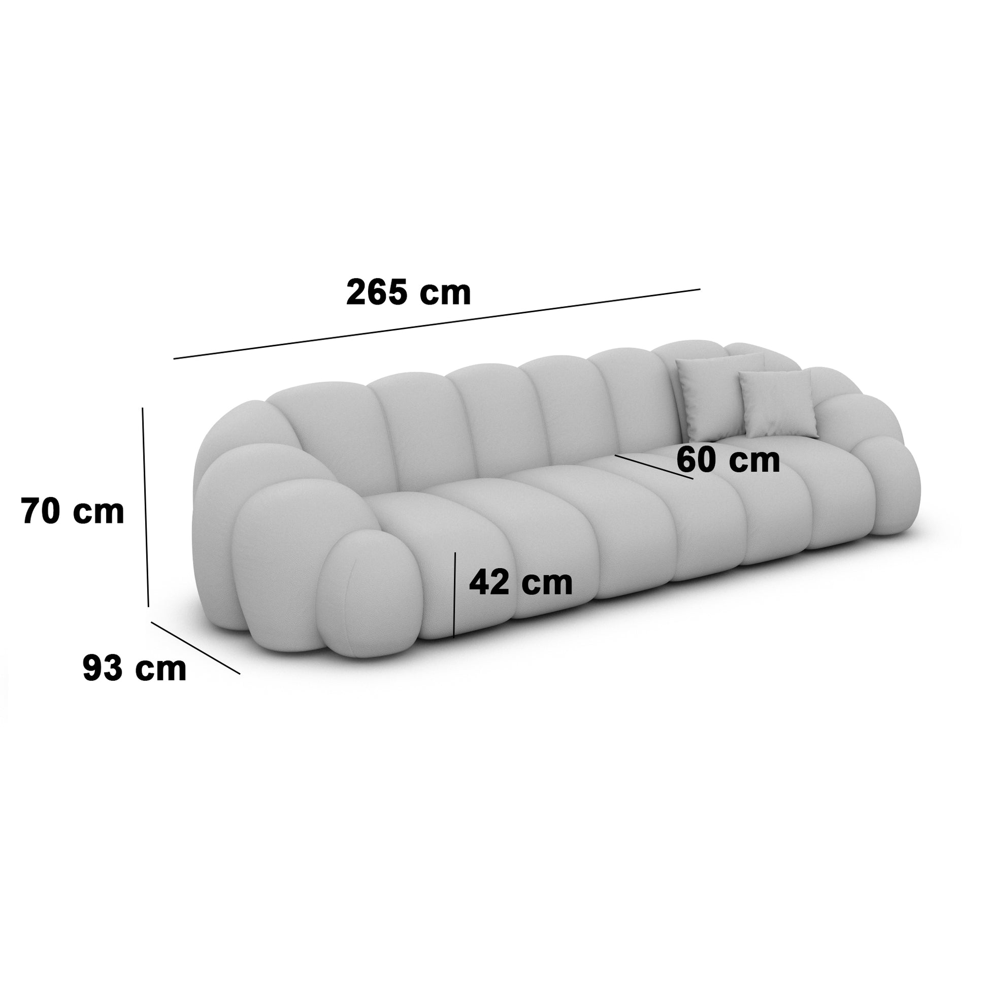 
4-Sitzer Design Sofa „Solea“ mit Samtbezug - Samtbezug Königsblau