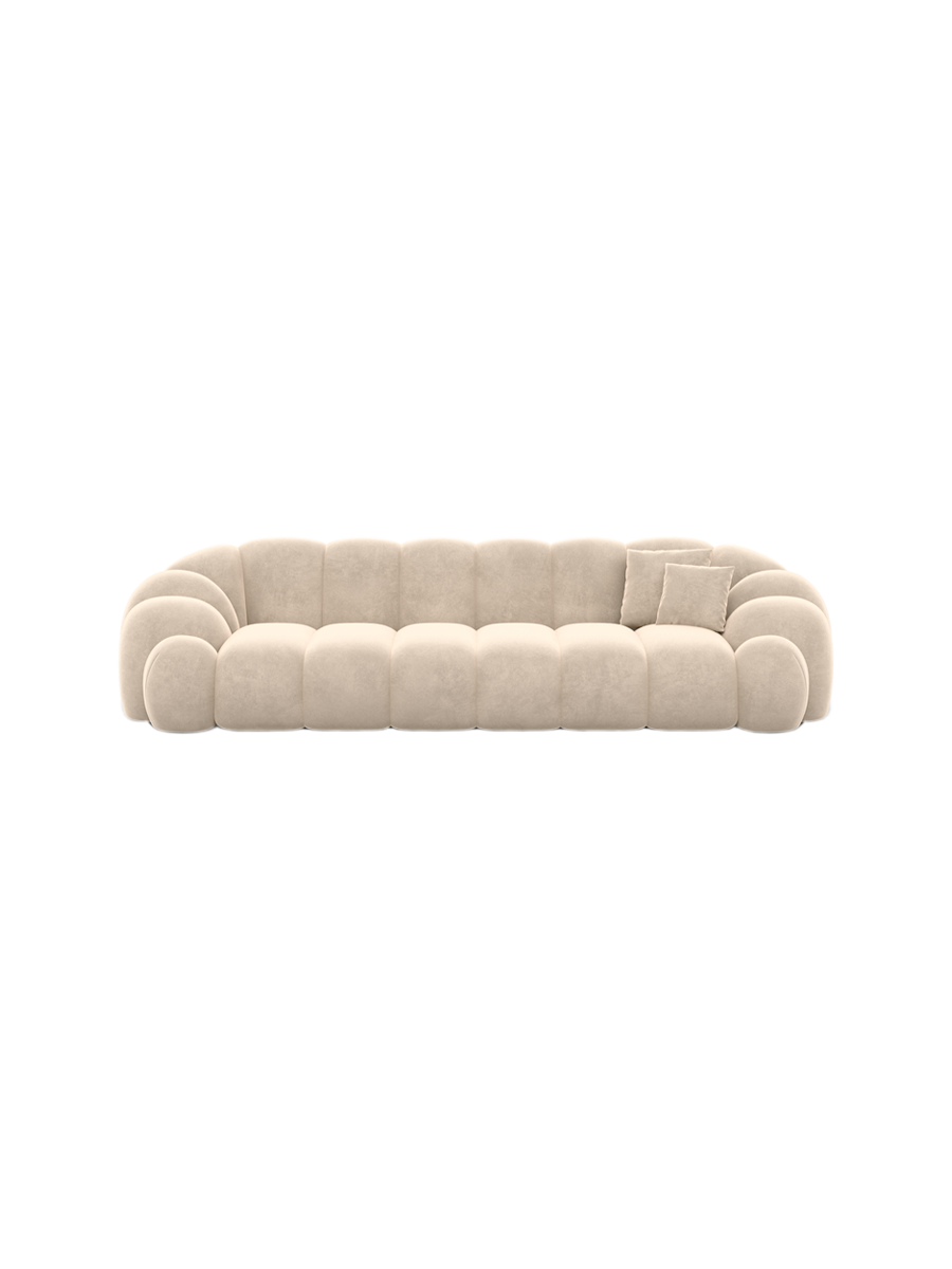 
4-Sitzer Design Sofa „Solea“ mit Samtbezug - Samtbezug Königsblau
