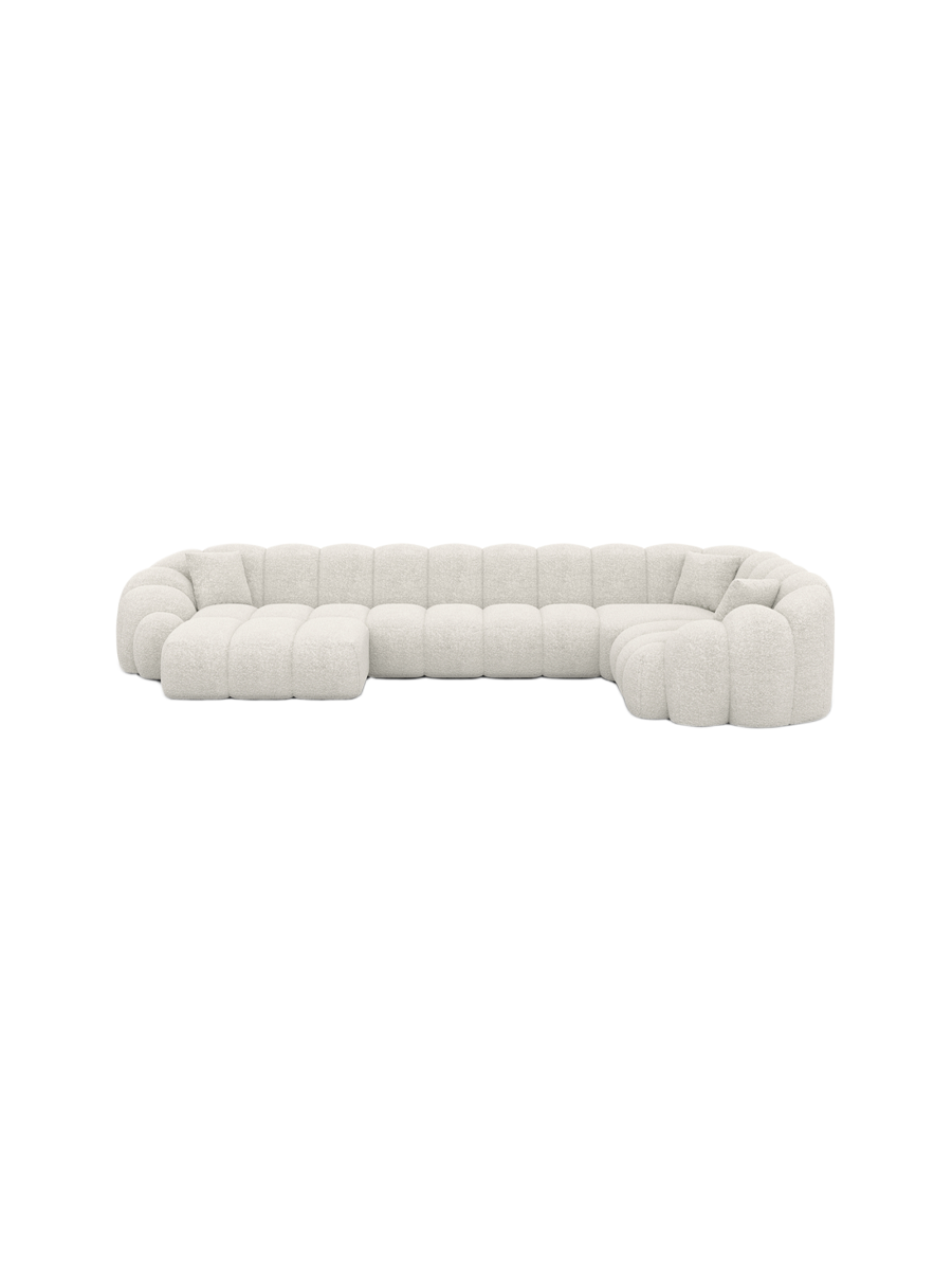
6-Sitzer Design Panorama-Sofa „Solea XL“ mit Bouclé-Bezug - Bouclé Graphit / Lange Seite links
