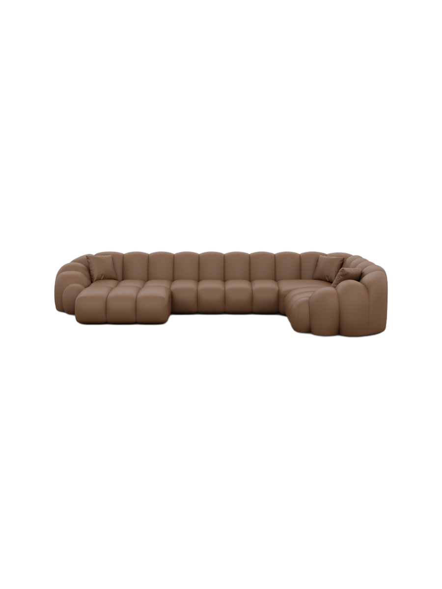 
6-Sitzer Design Echtleder Panorama-Sofa „Solea XL“ - Echtleder Beige / Lange Seite links