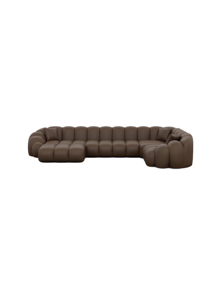 
6-Sitzer Design Echtleder Panorama-Sofa „Solea XL“ - Echtleder Beige / Lange Seite links