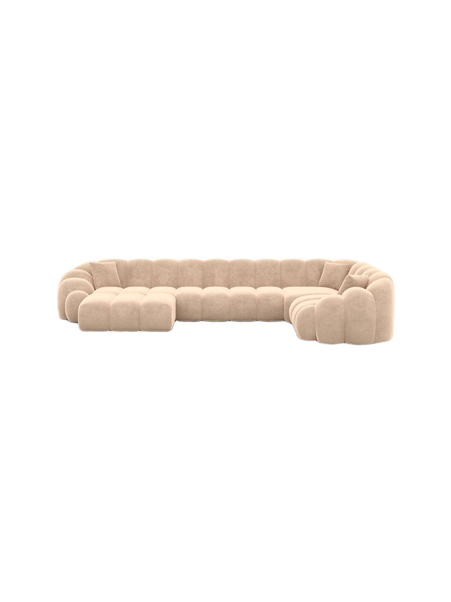 
6-Sitzer Design Panorama-Sofa „Solea XL“ mit Samtbezug - Samtbezug Königsblau / Lange Seite links