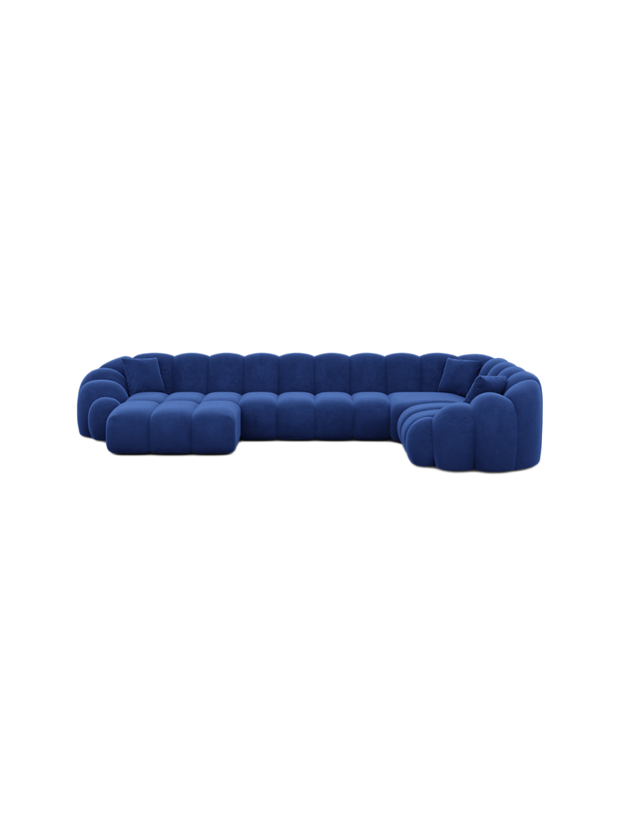 
6-Sitzer Design Panorama-Sofa „Solea XL“ mit Samtbezug - Samtbezug Königsblau / Lange Seite links