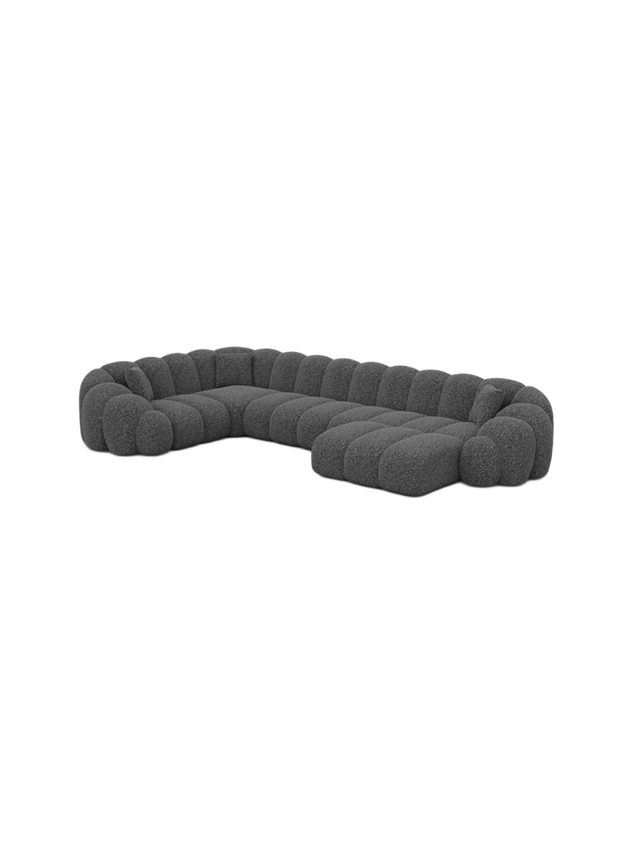 
6-Sitzer Design Panorama-Sofa „Solea XL“ mit Bouclé-Bezug - Bouclé Graphit / Lange Seite links