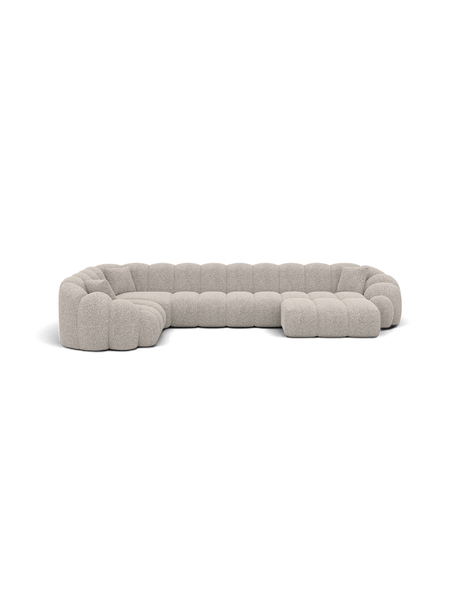 
6-Sitzer Design Panorama-Sofa „Solea XL“ mit Bouclé-Bezug - Bouclé Toffee / Lange Seite links