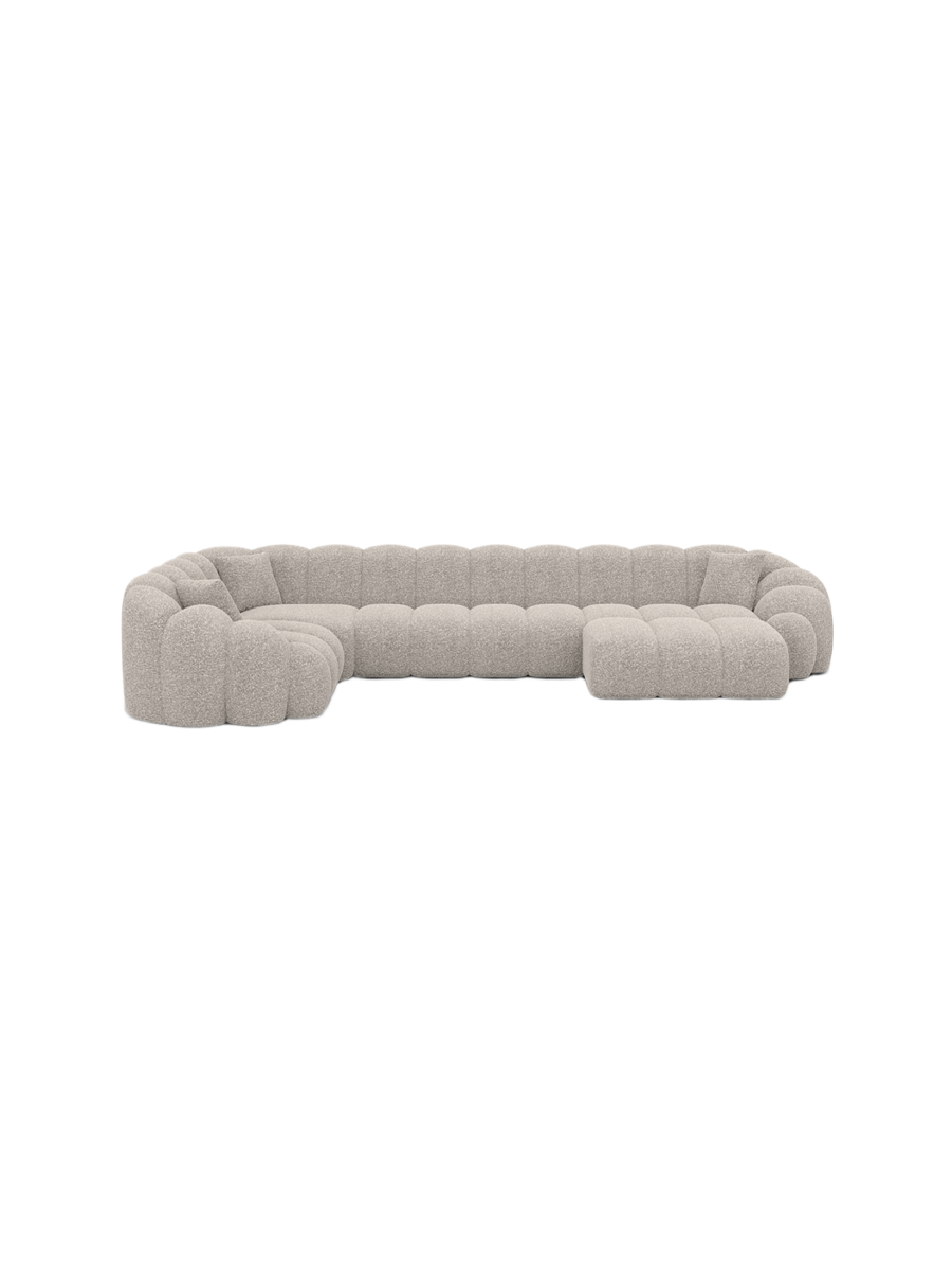 
6-Sitzer Design Panorama-Sofa „Solea XL“ mit Bouclé-Bezug - Bouclé Graphit / Lange Seite links