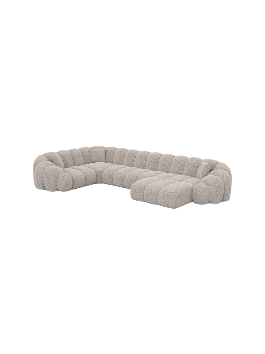 
6-Sitzer Design Panorama-Sofa „Solea XL“ mit Bouclé-Bezug - Bouclé Toffee / Lange Seite links