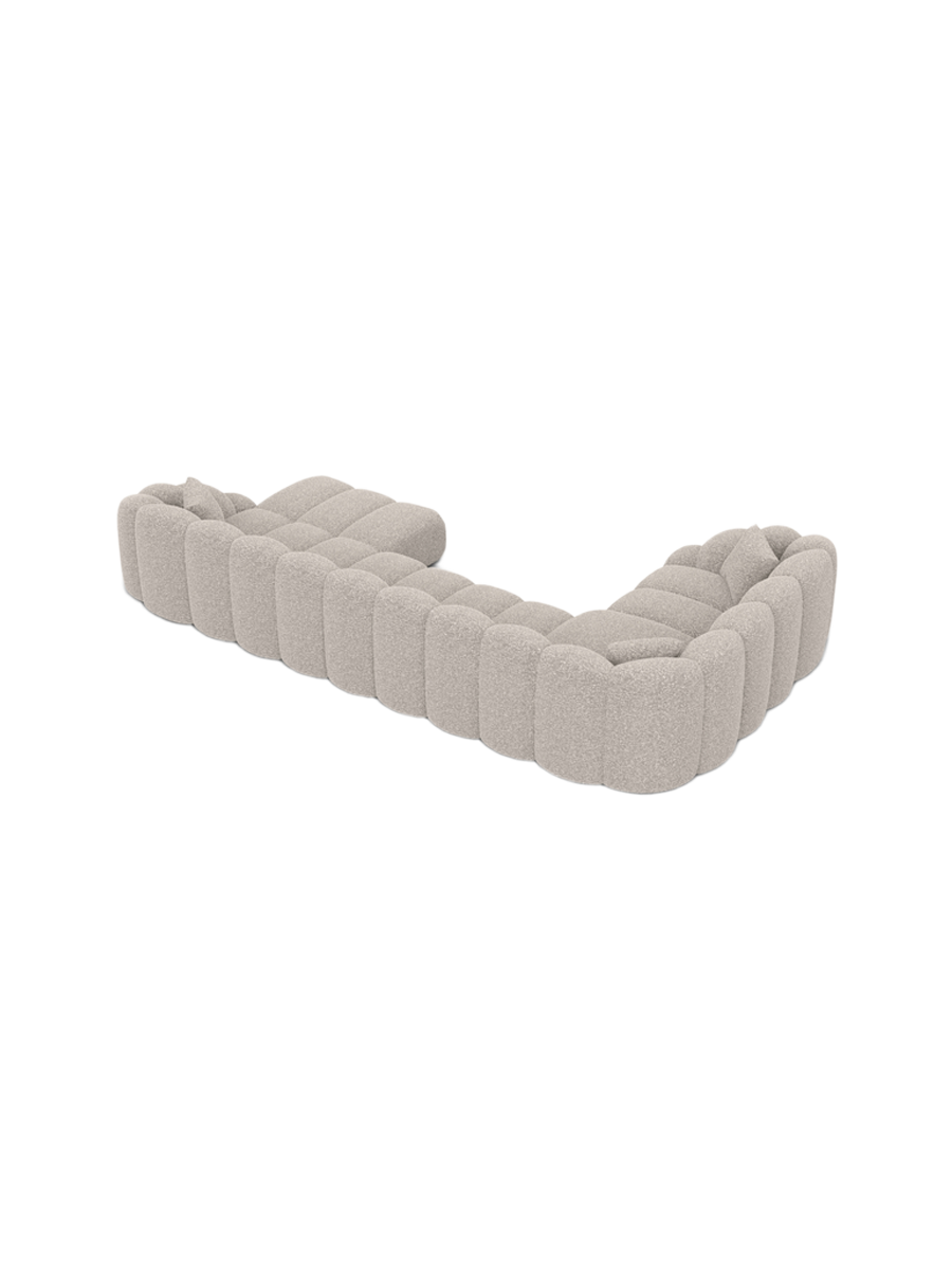 
6-Sitzer Design Panorama-Sofa „Solea XL“ mit Bouclé-Bezug - Bouclé Toffee / Lange Seite links