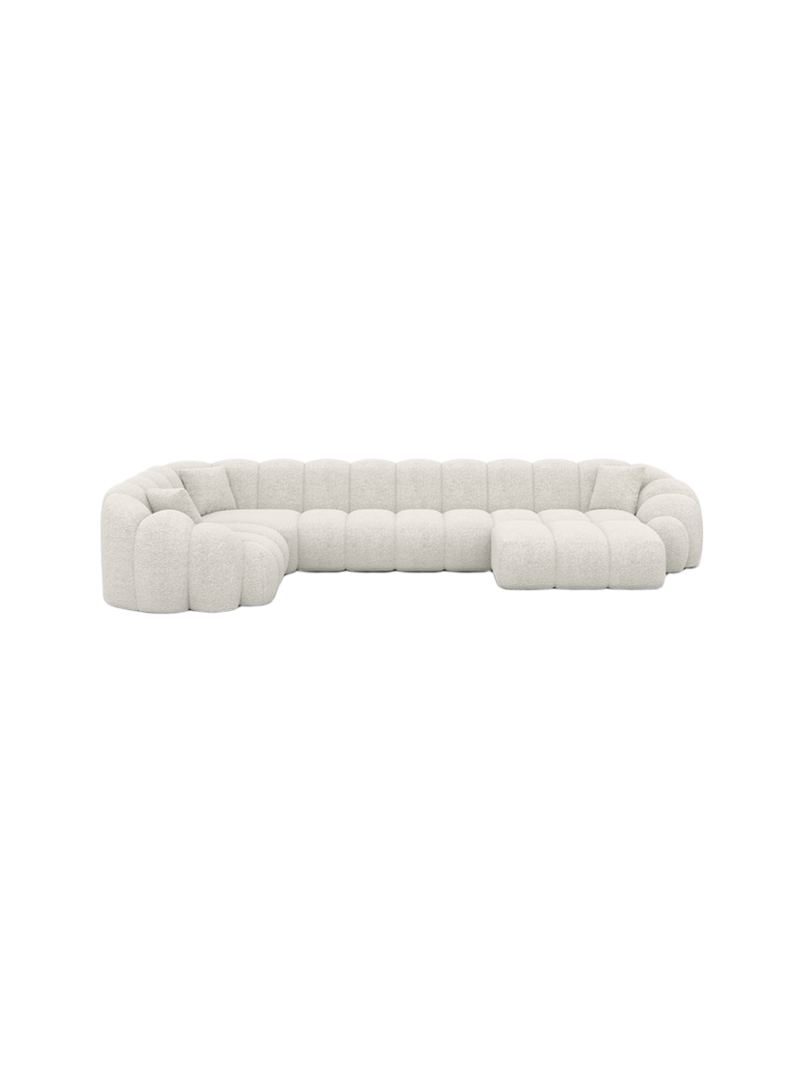 
6-Sitzer Design Panorama-Sofa „Solea XL“ mit Bouclé-Bezug - Bouclé Graphit / Lange Seite links