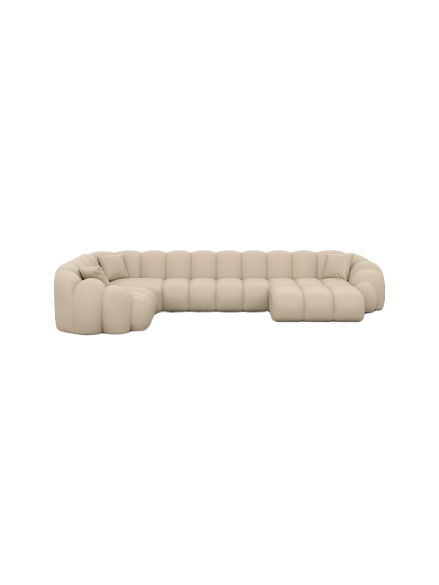 
6-Sitzer Design Echtleder Panorama-Sofa „Solea XL“ - Echtleder Beige / Lange Seite links