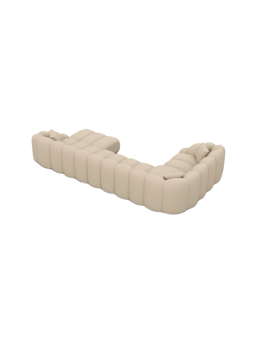 
6-Sitzer Design Echtleder Panorama-Sofa „Solea XL“ - Echtleder Beige / Lange Seite links