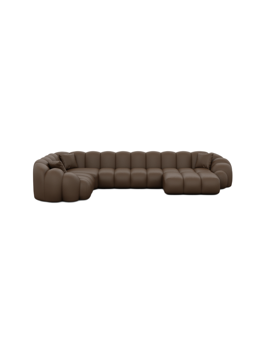 
6-Sitzer Design Echtleder Panorama-Sofa „Solea XL“ - Echtleder Beige / Lange Seite links