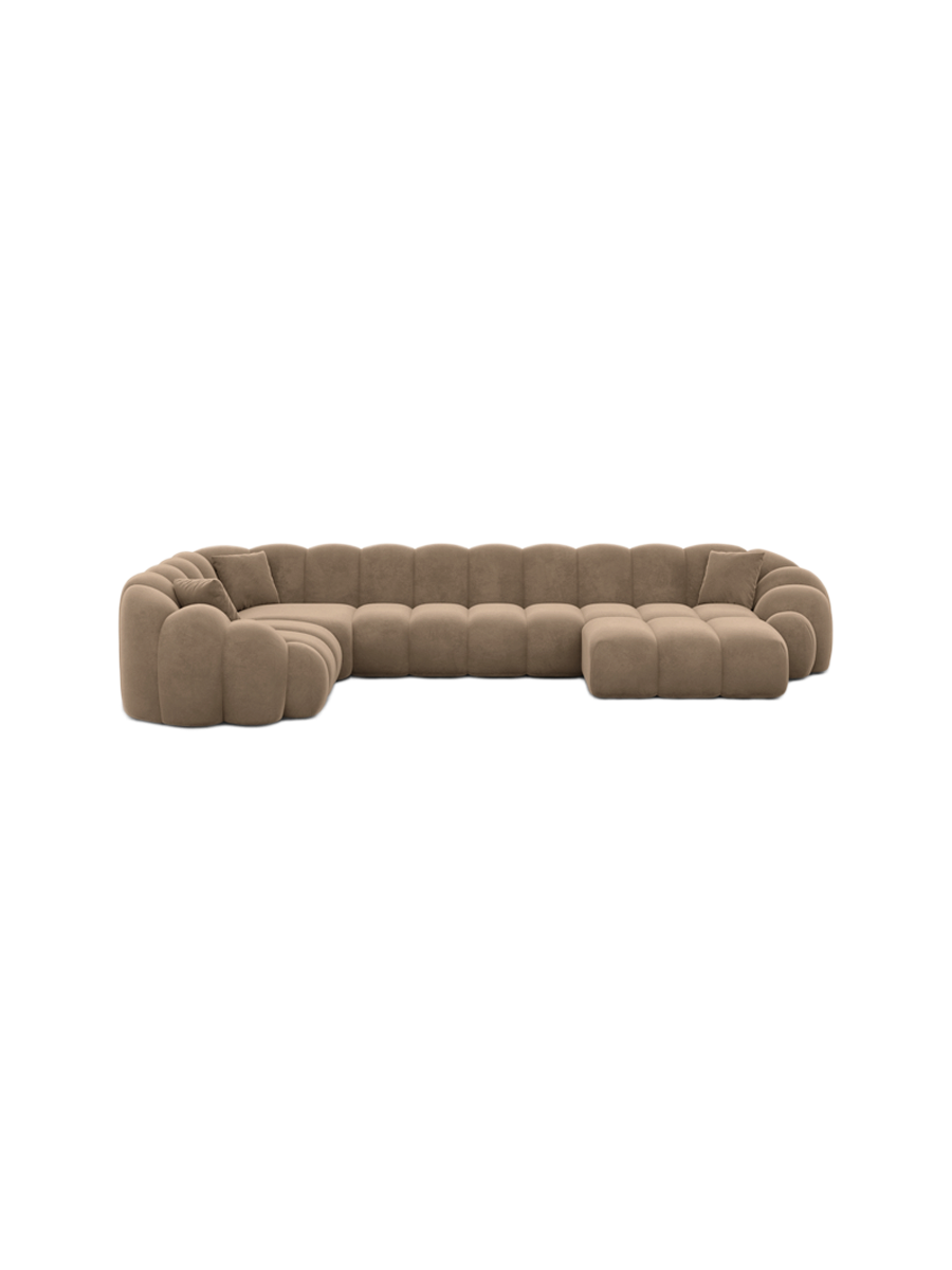 
6-Sitzer Design Panorama-Sofa „Solea XL“ mit Samtbezug - Samtbezug Braun / Lange Seite links