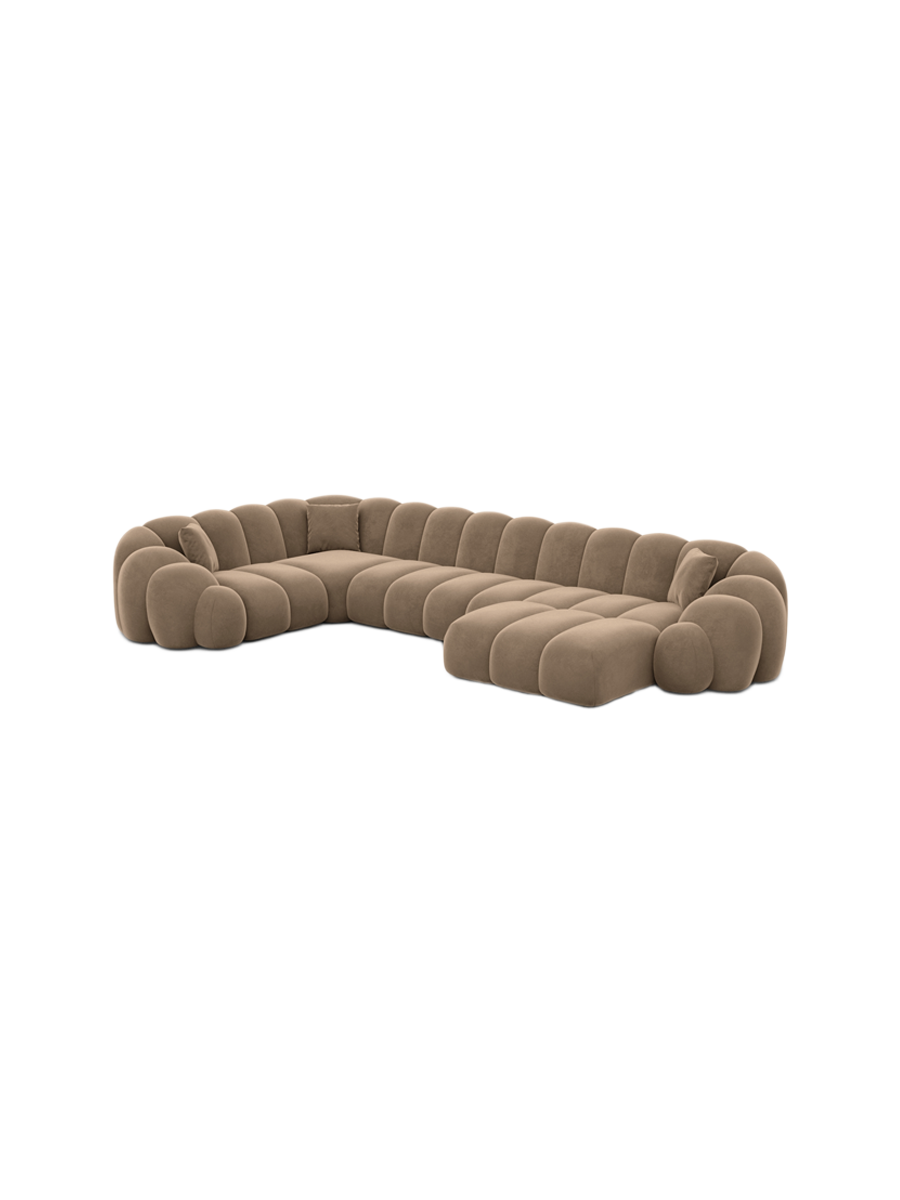 
6-Sitzer Design Panorama-Sofa „Solea XL“ mit Samtbezug - Samtbezug Braun / Lange Seite links