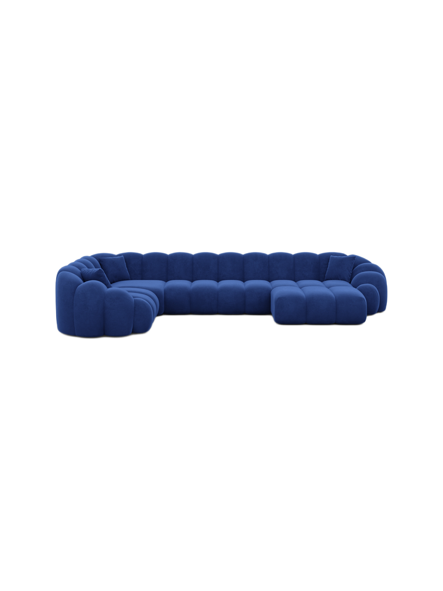 
6-Sitzer Design Panorama-Sofa „Solea XL“ mit Samtbezug - Samtbezug Königsblau / Lange Seite links