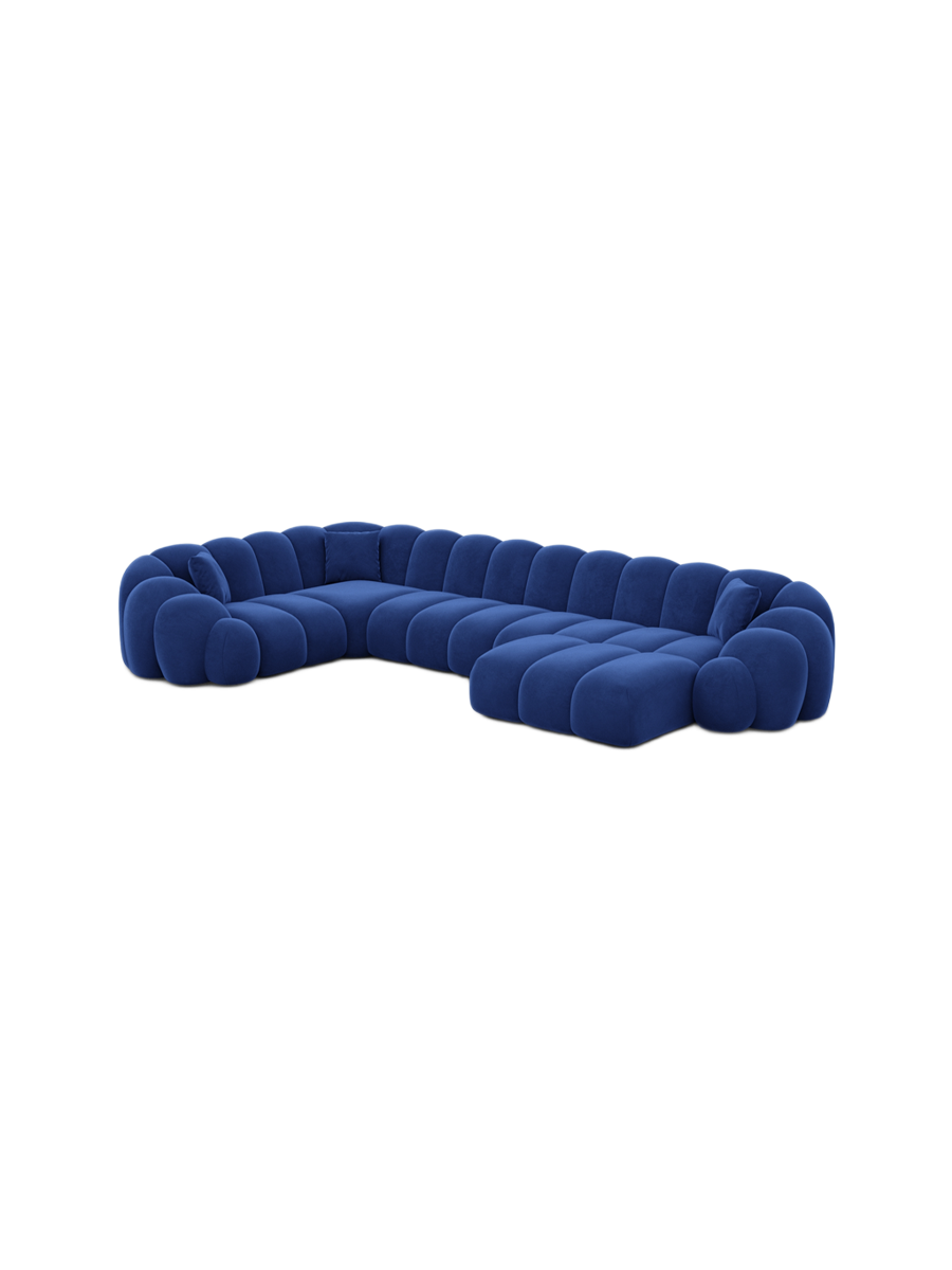 
6-Sitzer Design Panorama-Sofa „Solea XL“ mit Samtbezug - Samtbezug Königsblau / Lange Seite links