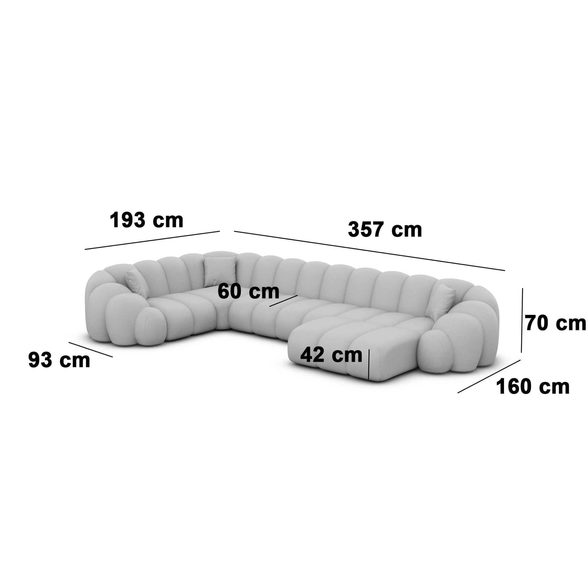 
6-Sitzer Design Panorama-Sofa „Solea XL“ mit Samtbezug - Samtbezug Königsblau / Lange Seite links