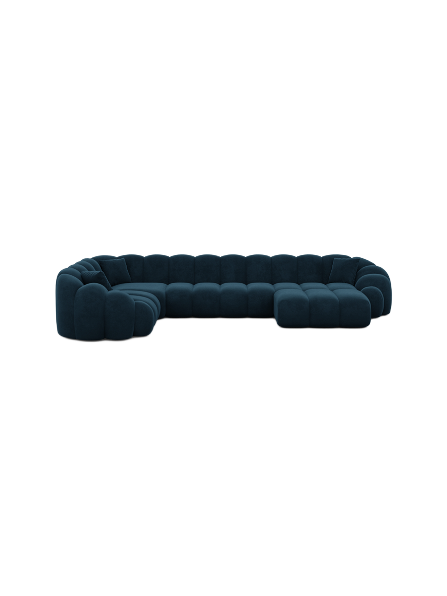 
6-Sitzer Design Panorama-Sofa „Solea XL“ mit Samtbezug - Samtbezug Königsblau / Lange Seite links