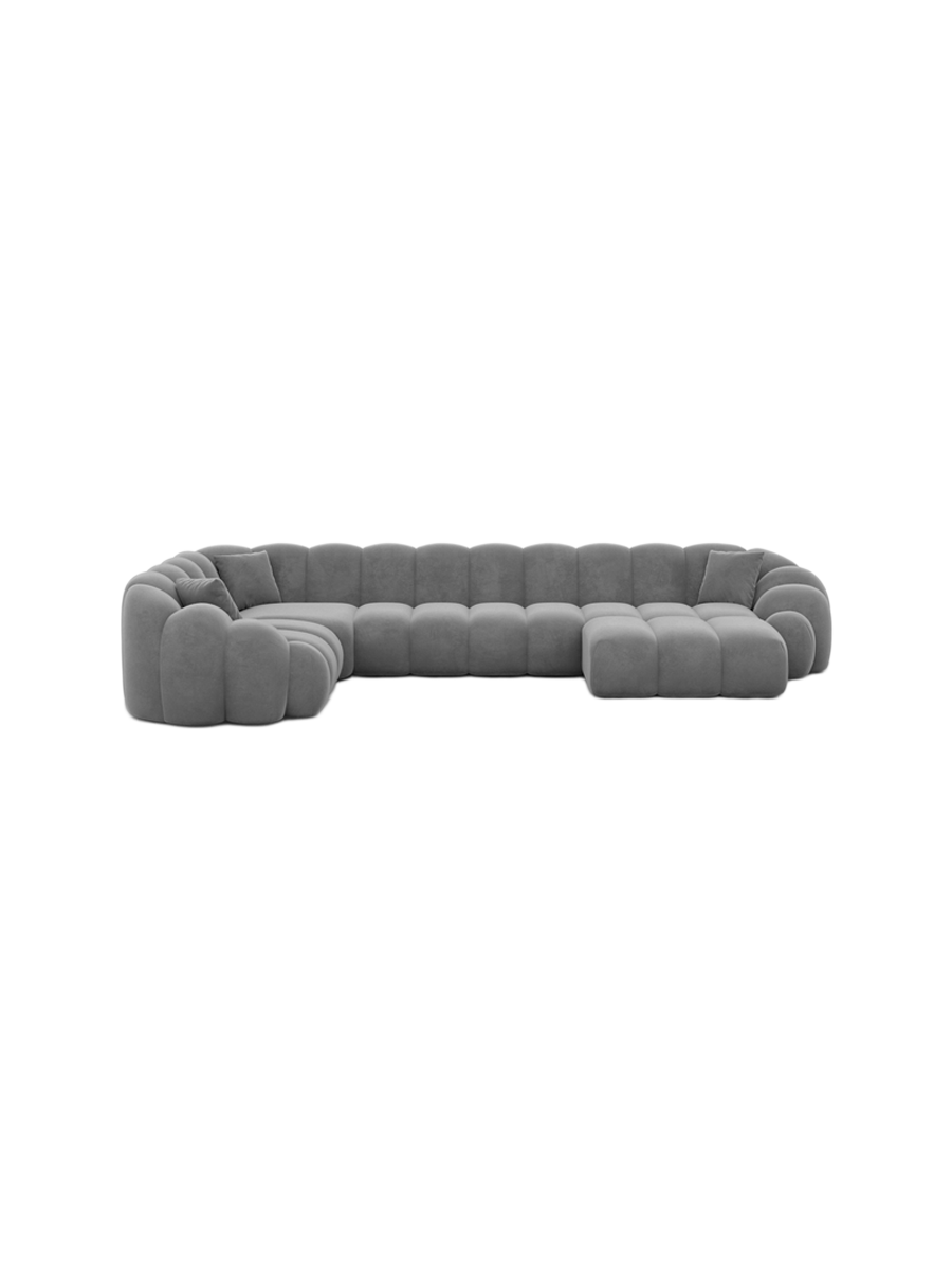 
6-Sitzer Design Panorama-Sofa „Solea XL“ mit Samtbezug - Samtbezug Königsblau / Lange Seite links