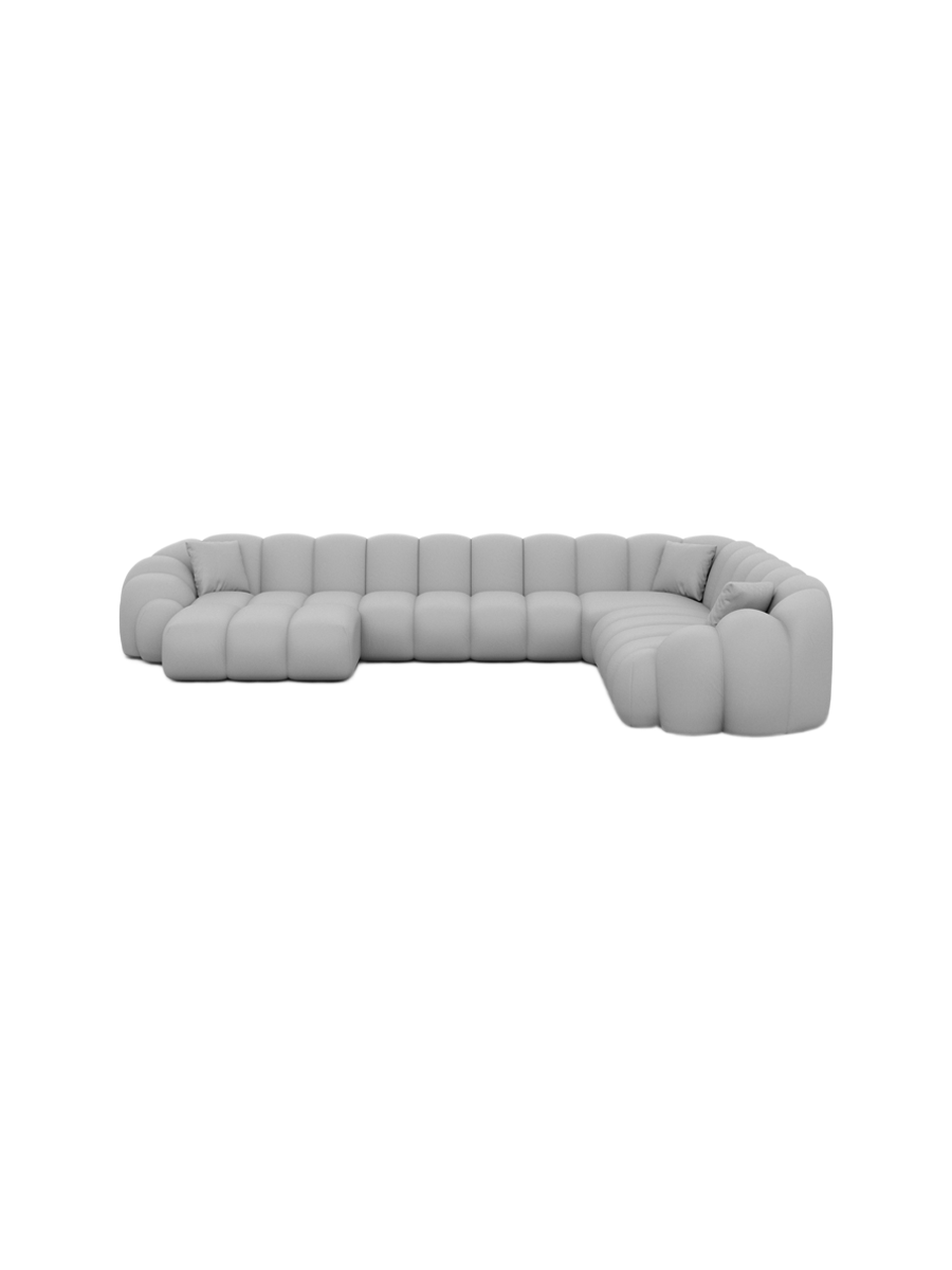 
7-Sitzer Design Echtleder Panorama-Sofa „Solea XXL“ - Echtleder Beige / Lange Seite links