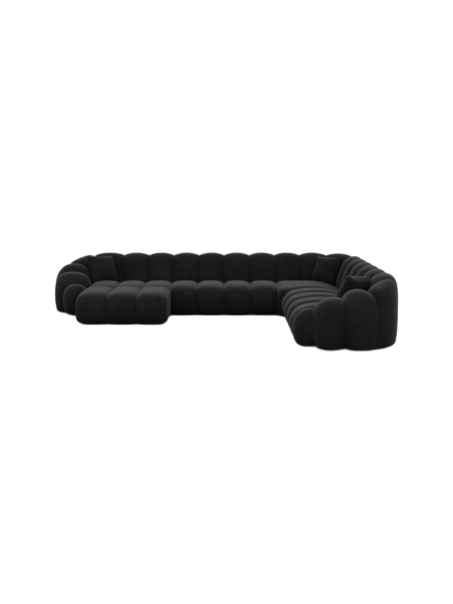 
7-Sitzer Design Panorama-Sofa „Solea XXL“ mit Samtbezug - Samtbezug Königsblau / Lange Seite links