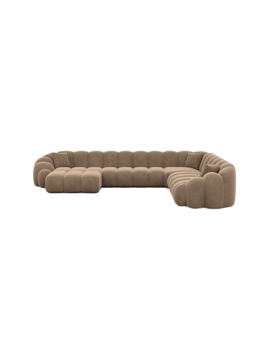 
7-Sitzer Design Panorama-Sofa „Solea XXL“ mit Samtbezug - Samtbezug Königsblau / Lange Seite links