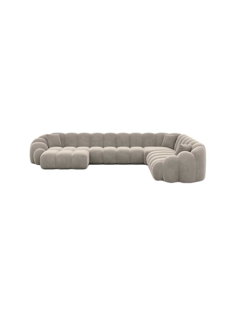 
7-Sitzer Design Panorama-Sofa „Solea XXL“ mit Samtbezug - Samtbezug Königsblau / Lange Seite links
