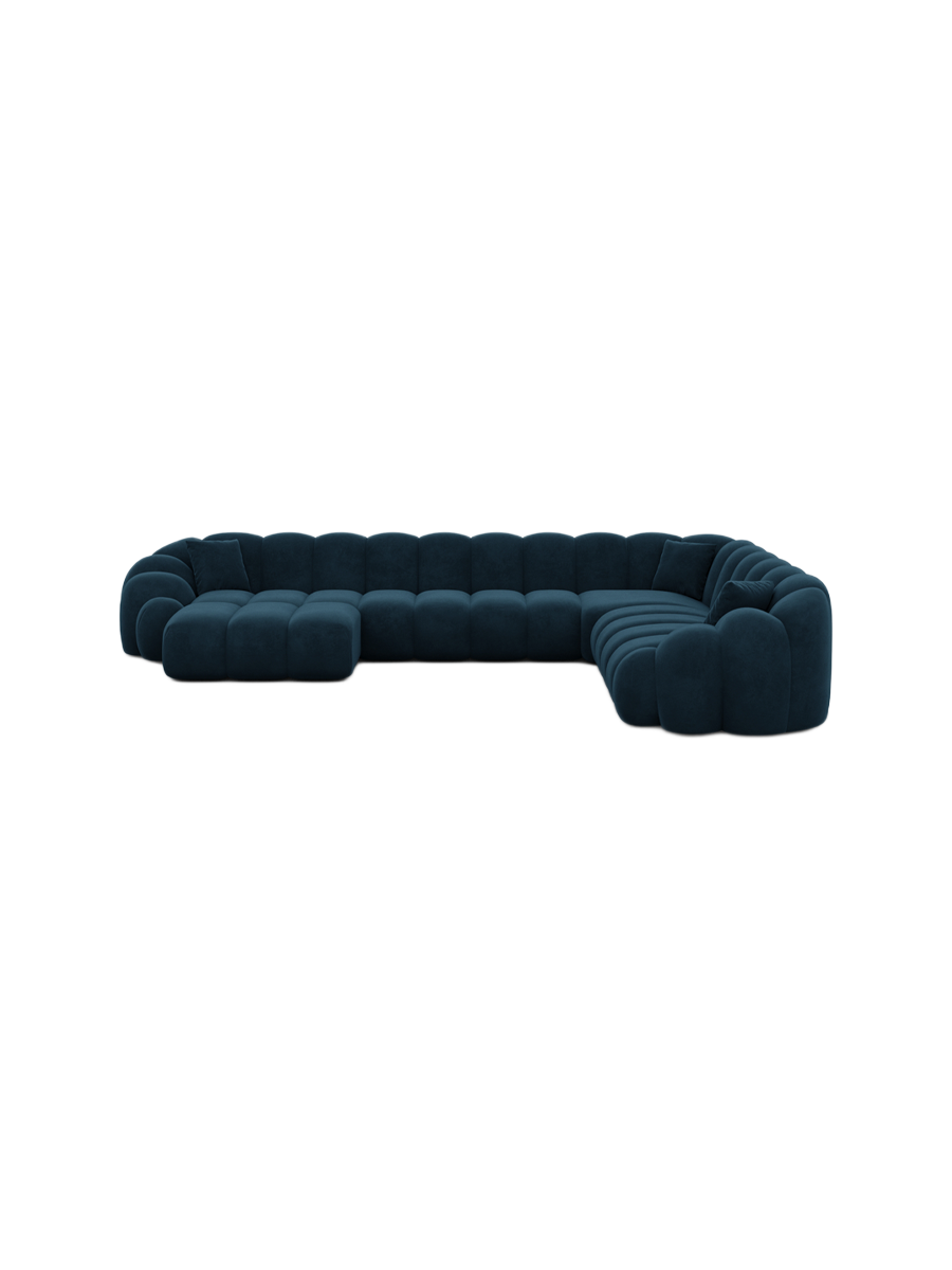 
7-Sitzer Design Panorama-Sofa „Solea XXL“ mit Samtbezug - Samtbezug Königsblau / Lange Seite links