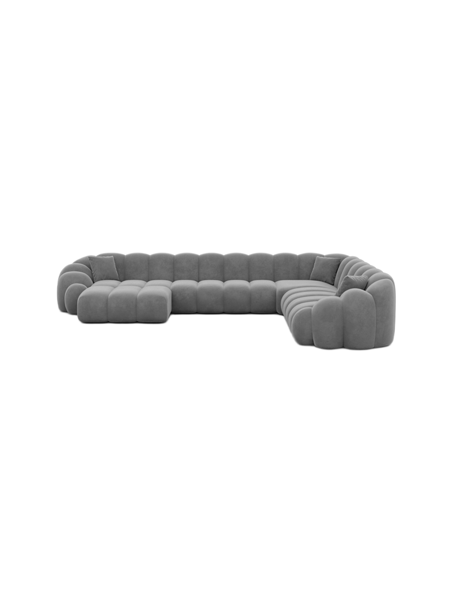 
7-Sitzer Design Panorama-Sofa „Solea XXL“ mit Samtbezug - Samtbezug Königsblau / Lange Seite links