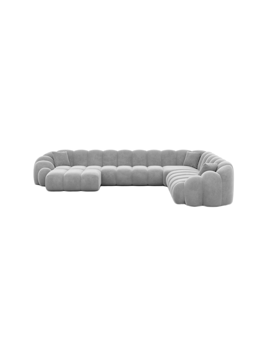 
7-Sitzer Design Panorama-Sofa „Solea XXL“ mit Samtbezug - Samtbezug Königsblau / Lange Seite links