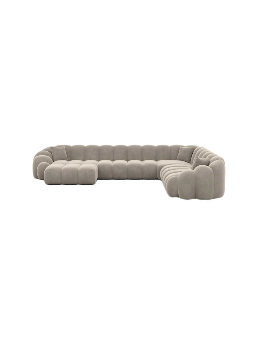 
7-Sitzer Design Panorama-Sofa „Solea XXL“ mit Samtbezug - Samtbezug Königsblau / Lange Seite links