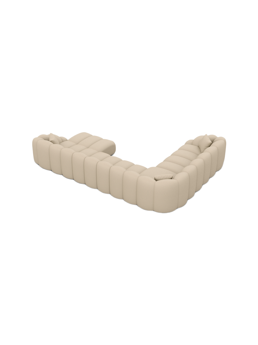 
7-Sitzer Design Echtleder Panorama-Sofa „Solea XXL“ - Echtleder Beige / Lange Seite links